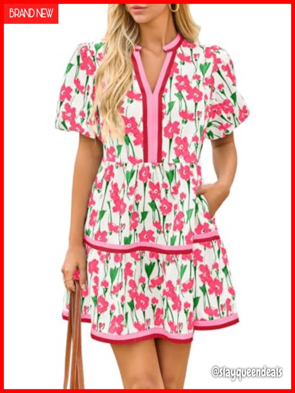 Womens Floral Mini Dress Puff Sleeve V Neck Boho Babydoll Beach Summer